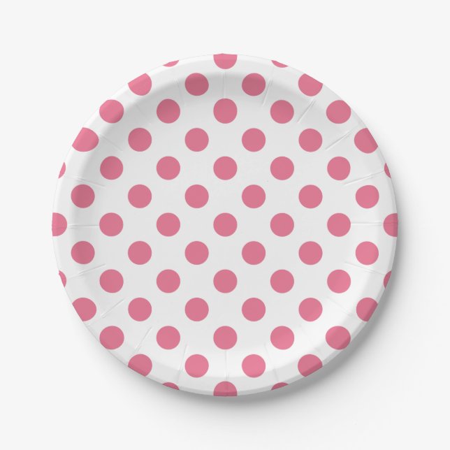 Assiettes En Carton Points roses et blancs (Devant)