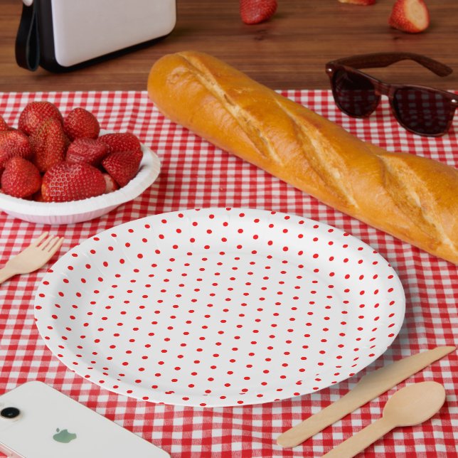 Assiettes En Carton Points rouges (Pique-nique)