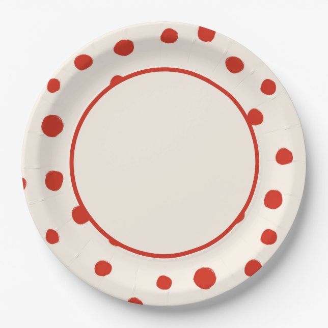 Assiettes En Carton Points rouges d'été (Devant)