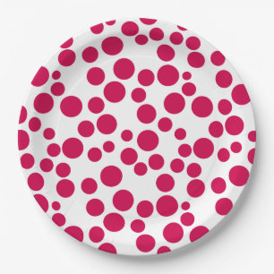 Assiettes En Carton points rouges sur fond blanc