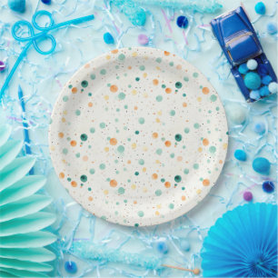 Assiettes En Carton POINTS Tangerins Turquoise
