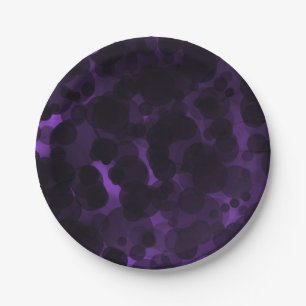 Assiettes En Carton Points violets et noirs Élégant Moderne Chic Fête