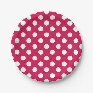 Assiettes En Carton Pois blancs sur cerise