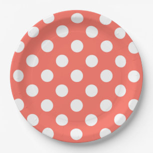 Assiettes En Carton Pois blancs sur corail vivant