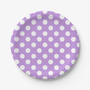 Assiettes En Carton Pois blancs sur lilas