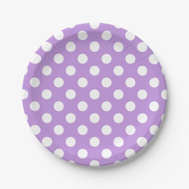 Assiettes En Carton Pois blancs sur lilas (Devant)