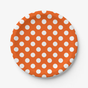 Assiettes En Carton pois blancs sur orange