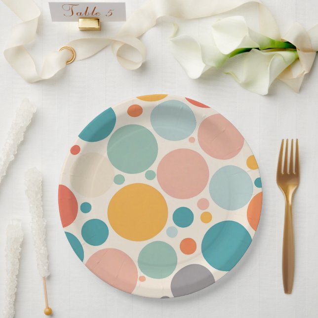 Assiettes En Carton Pois coloré (Mariage)