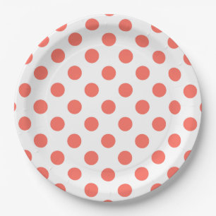 Assiettes En Carton Pois de corail vivant sur blanc