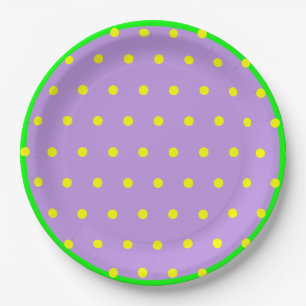 Assiettes En Carton Pois géométriques jaune violet