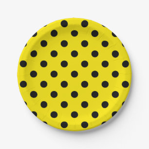 Assiettes En Carton Pois jaunes et noirs