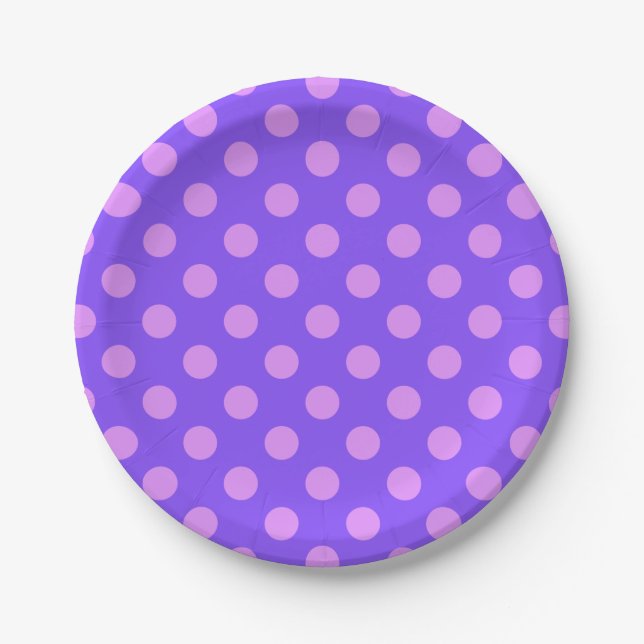 Assiettes En Carton Pois Lilac sur periwinkle (Devant)
