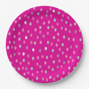 Assiettes En Carton Pois magenta