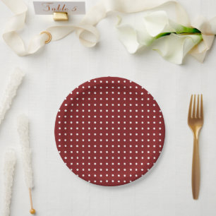 Assiettes En Carton Pois minimalistes blancs et rouges g1