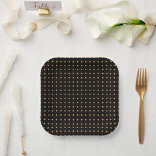 Assiettes En Carton Pois minimalistes orange et noir g1