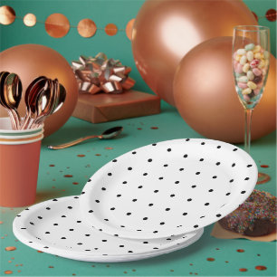 Assiettes En Carton Pois noir blanc classique