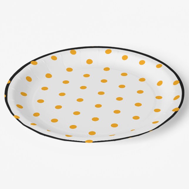 Assiettes En Carton Pois noirs blancs (Angle)