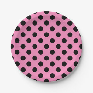 Assiettes En Carton Pois noirs en rose