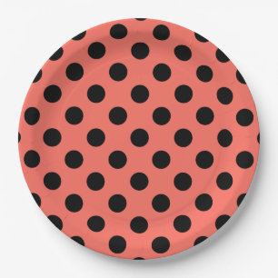 Assiettes En Carton Pois noirs sur corail vivant