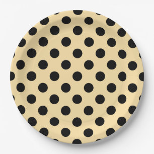 Assiettes En Carton Pois noirs sur jaune pâle