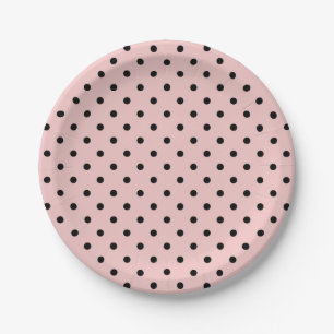 Assiettes En Carton Pois rose noir