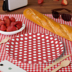 Assiettes En Carton Pois rouges et blancs