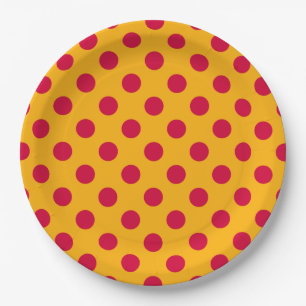 Assiettes En Carton Pois rouges sur jaune