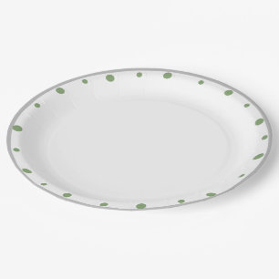 Assiettes En Carton Pois verts gris géométrique