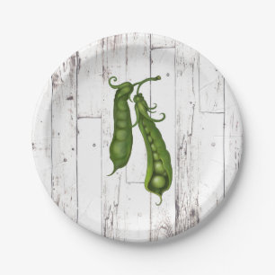 Assiettes En Carton Pois verts Pois blanc Bois rustique Farmhouse Part