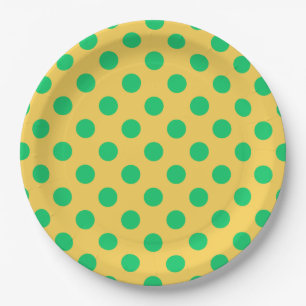 Assiettes En Carton Pois verts sur jaune