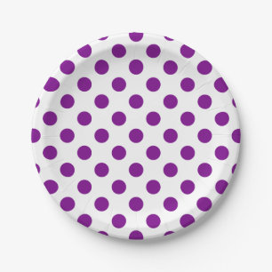 Assiettes En Carton Pois violets et blancs