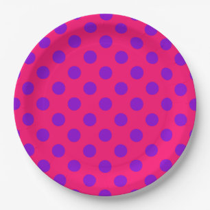 Assiettes En Carton Pois violets sur cerise