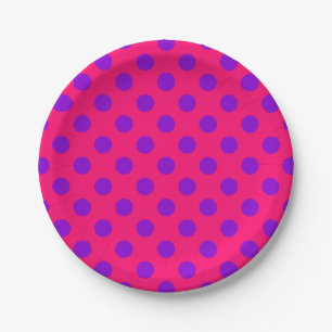 Assiettes En Carton Pois violets sur cerise