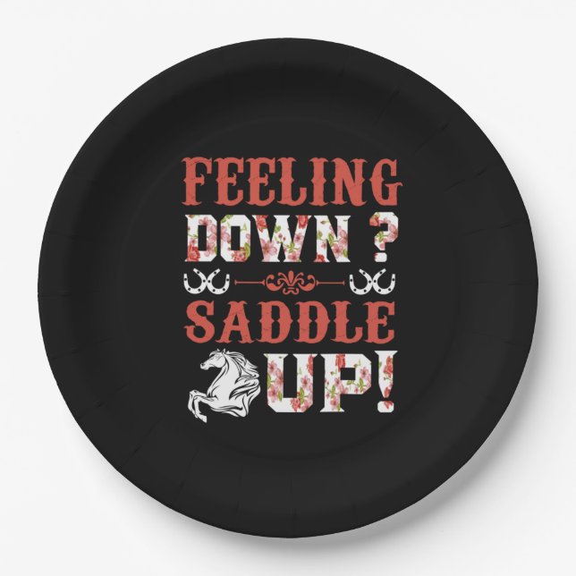 Assiettes En Carton Poison d'Equestrian | Feeling Down Saddle Up (Devant)