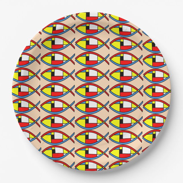Assiettes En Carton Poisson Abstrait (Devant)
