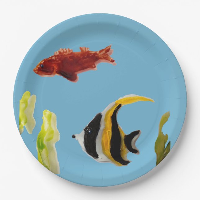 Assiettes En Carton Poisson aquatique balnéaire (Devant)