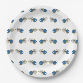 Assiettes En Carton Poisson bleu et jaune