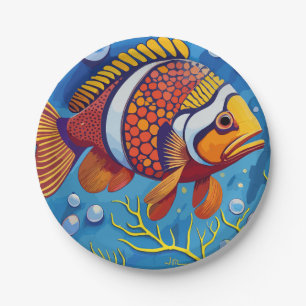 Assiettes En Carton Poisson coloré