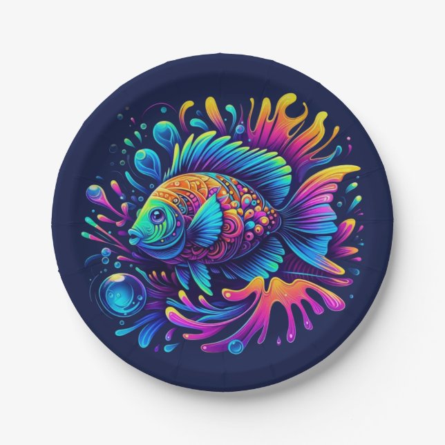 Assiettes En Carton Poisson coloré (Devant)