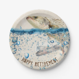 Assiettes En Carton Poisson de retraite sautant hors de l'eau