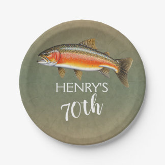 Assiettes En Carton Poisson de truite de ruisseau pour 70e anniversair