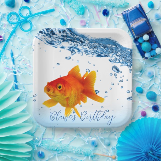 Assiettes En Carton Poisson d'or personnalisé Eau de bol (Fête)