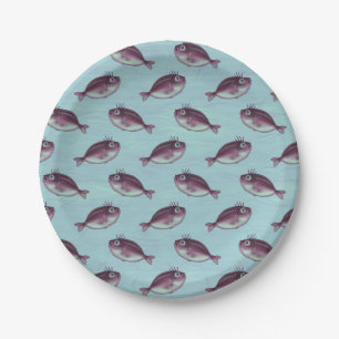 Assiettes En Carton Poisson drôle avec Motif d'cils fantaisie
