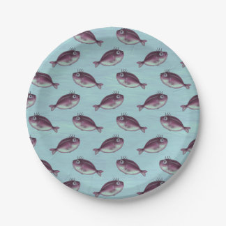 Assiettes En Carton Poisson drôle avec Motif d'cils fantaisie