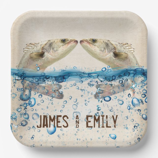 Assiettes En Carton Poisson mariage dans l'eau (Recto)