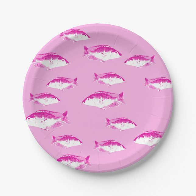 Assiettes En Carton Poisson rose (Devant)
