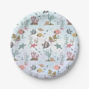 Assiettes En Carton Poisson Sous La Mer