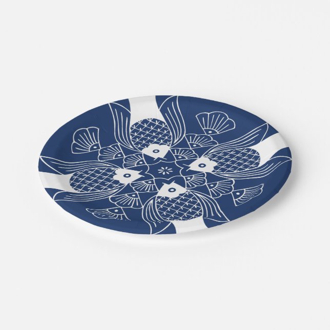 Assiettes En Carton Poisson sous-marin avec Arrière - plan bleu (Angle)