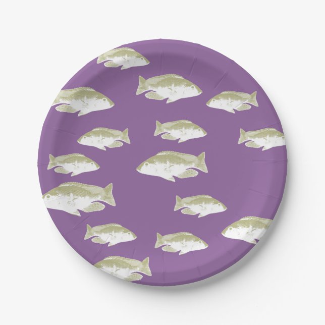 Assiettes En Carton Poisson sur violet (Devant)