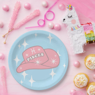 Assiettes En Carton Poissons modernes Zodiac Cowgirl Casquette Blue Pa